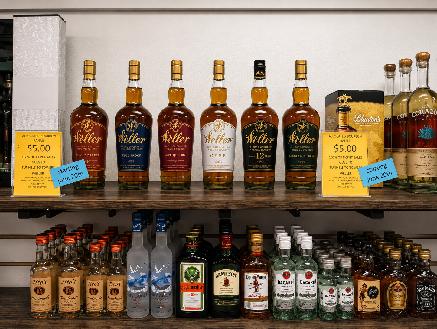 Allocated bourbon raffle display at Beer Barn II